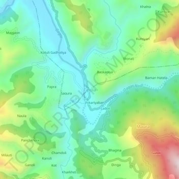Mappa topografica Tipola, altitudine, rilievo