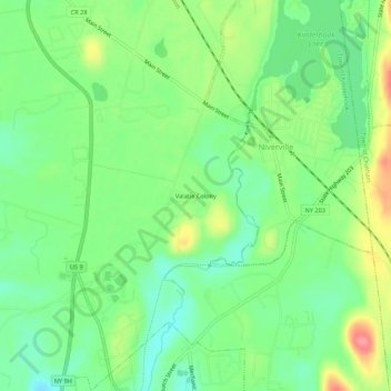 Mappa topografica Valatie Colony, altitudine, rilievo