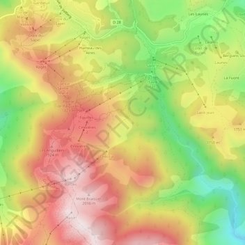 Mappa topografica Hameau Pra Bataglier, altitudine, rilievo