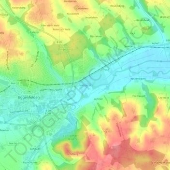 Mappa topografica Prühmühle, altitudine, rilievo