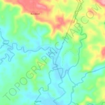 Mappa topografica Mabini, altitudine, rilievo