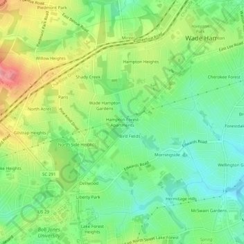 Mappa topografica Hampton Forest Apartments, altitudine, rilievo