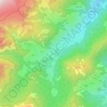 Mappa topografica Freina, altitudine, rilievo