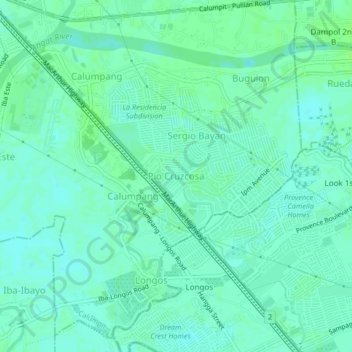 Mappa topografica Pio Cruzcosa, altitudine, rilievo