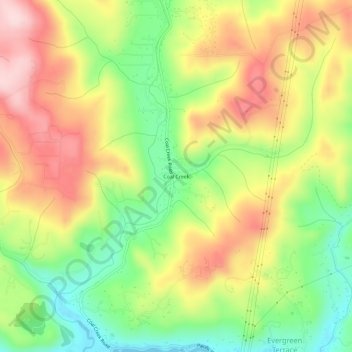 Mappa topografica Coal Creek, altitudine, rilievo