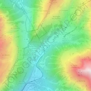 Mappa topografica Montroc, altitudine, rilievo