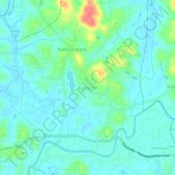 Mappa topografica Kaviyoor, altitudine, rilievo