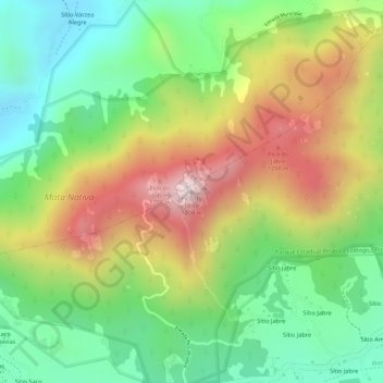 Mappa topografica Pico do Jabre, altitudine, rilievo