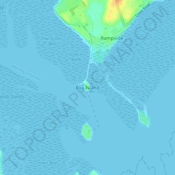 Mappa topografica Roa Island, altitudine, rilievo