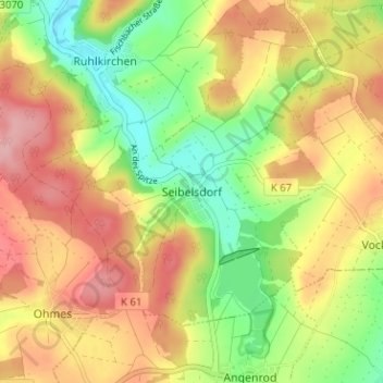 Mappa topografica Seibelsdorf, altitudine, rilievo