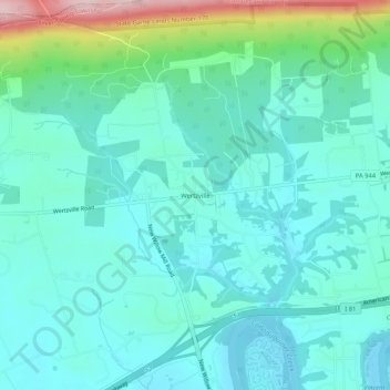 Mappa topografica Wertzville, altitudine, rilievo