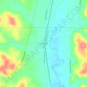 Mappa topografica Plantersville, altitudine, rilievo