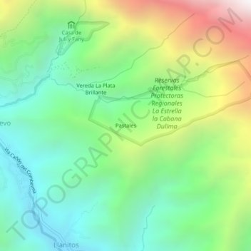 Mappa topografica Pastales, altitudine, rilievo
