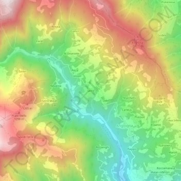Mappa topografica Serre, altitudine, rilievo