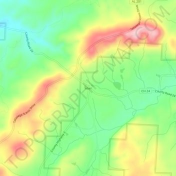 Mappa topografica Abel, altitudine, rilievo