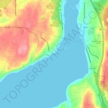 Mappa topografica Wauna, altitudine, rilievo