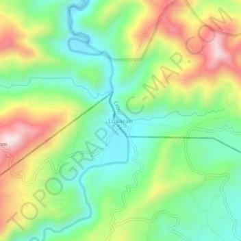 Mappa topografica Lusaran, altitudine, rilievo
