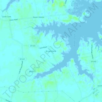 Mappa topografica Broad Marsh, altitudine, rilievo