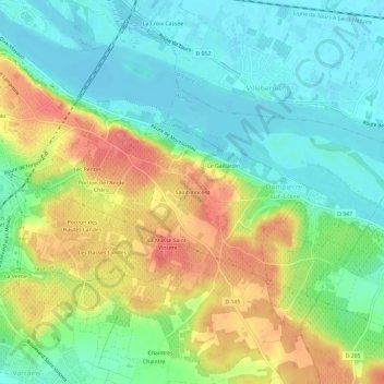 Mappa topografica Saint-Vincent, altitudine, rilievo