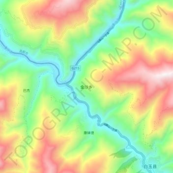 Mappa topografica 金沙乡, altitudine, rilievo