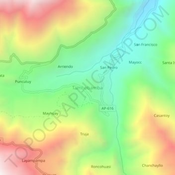 Mappa topografica Tambobamba, altitudine, rilievo