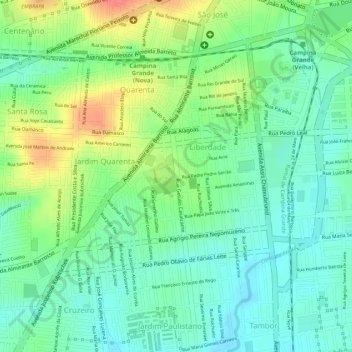 Mappa topografica Parque da Liberdade, altitudine, rilievo