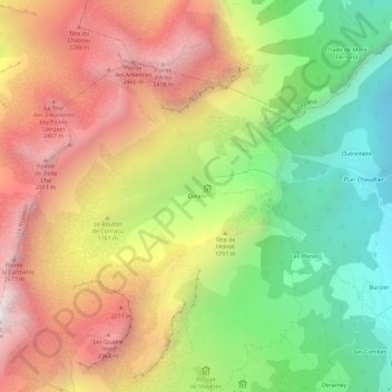 Mappa topografica Doran, altitudine, rilievo
