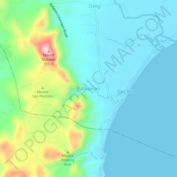 Mappa topografica Palikpikan, altitudine, rilievo