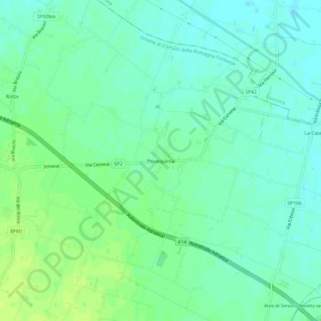 Mappa topografica Pievequinta, altitudine, rilievo