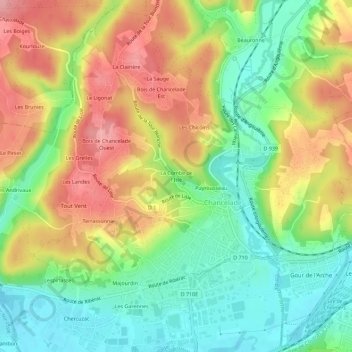 Mappa topografica La Combe de l'Isle, altitudine, rilievo