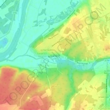 Mappa topografica Les Coudraies, altitudine, rilievo