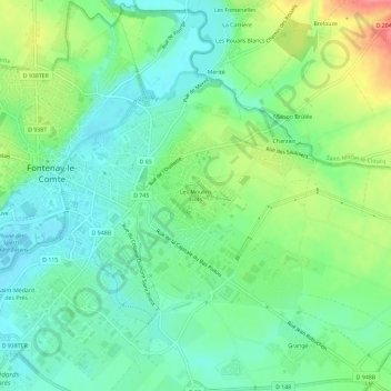 Mappa topografica Les Moulins Liots, altitudine, rilievo