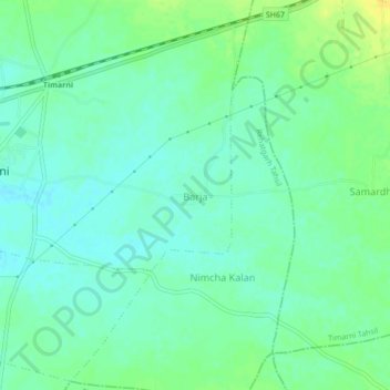 Mappa topografica Barja, altitudine, rilievo