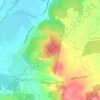 Mappa topografica Lanau, altitudine, rilievo