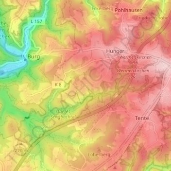 Mappa topografica Oberwinkelhausen, altitudine, rilievo