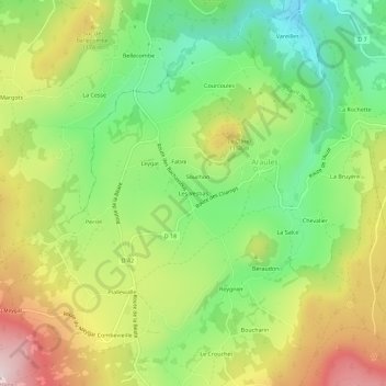 Mappa topografica Les Vestias, altitudine, rilievo