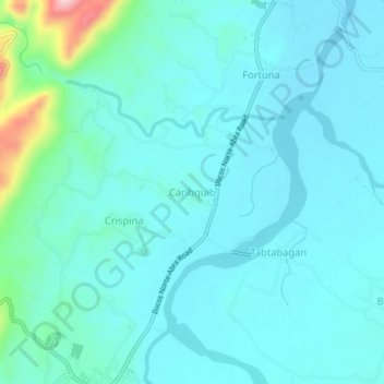 Mappa topografica Caribquib, altitudine, rilievo