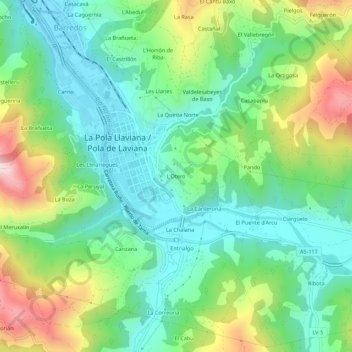 Mappa topografica L'Otero, altitudine, rilievo