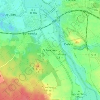 Mappa topografica Schmölen, altitudine, rilievo