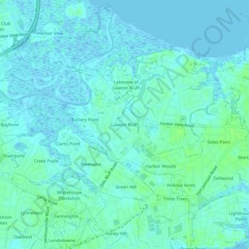Mappa topografica Lawton Bluff, altitudine, rilievo