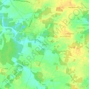 Mappa topografica Taupinet, altitudine, rilievo