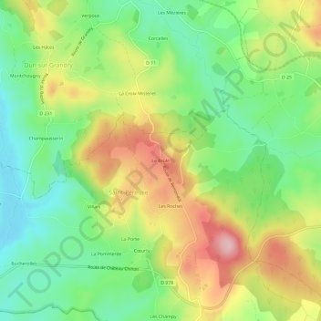 Mappa topografica Le Brûlé, altitudine, rilievo
