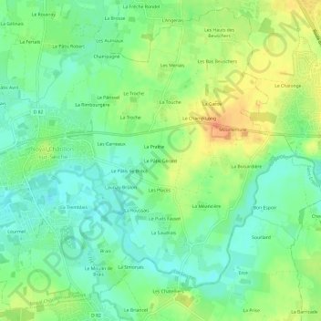 Mappa topografica Le Pâtis Gérard, altitudine, rilievo