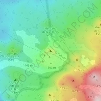 Mappa topografica Chinyero, altitudine, rilievo