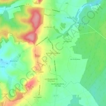 Mappa topografica Le Grand Chauffour, altitudine, rilievo