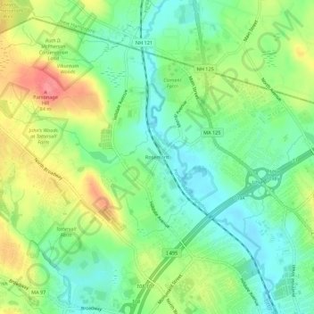 Mappa topografica Rosemont, altitudine, rilievo