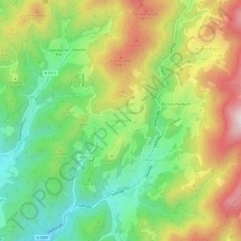 Mappa topografica Vogelbach, altitudine, rilievo