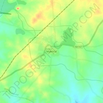 Mappa topografica Makhtal, altitudine, rilievo
