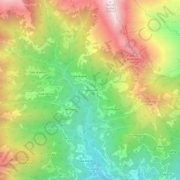 Mappa topografica Piano Audi, altitudine, rilievo