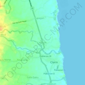 Mappa topografica Mialen, altitudine, rilievo